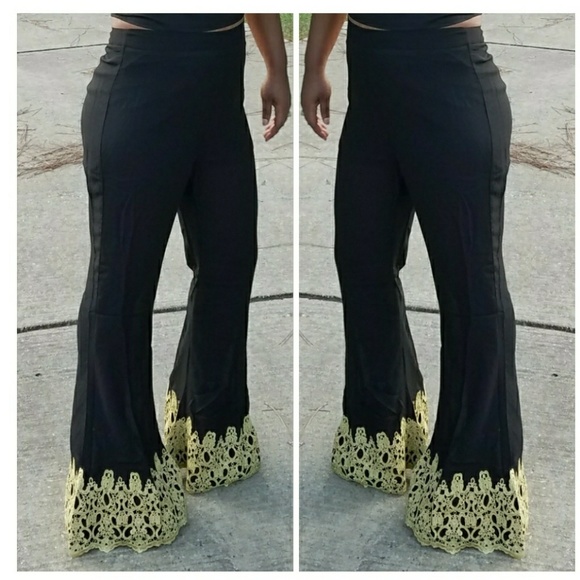 Black and Gold bell bottoms - Picture 1 of 1